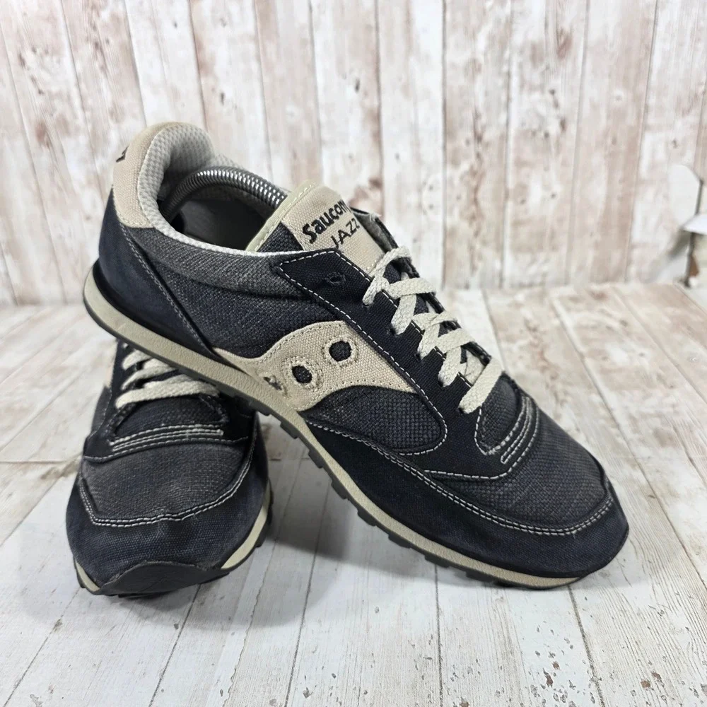 Saucony Jazz Low Pro Mens 10.5 Sneakers Black Tan 2887-4 Low Top Running Shoes